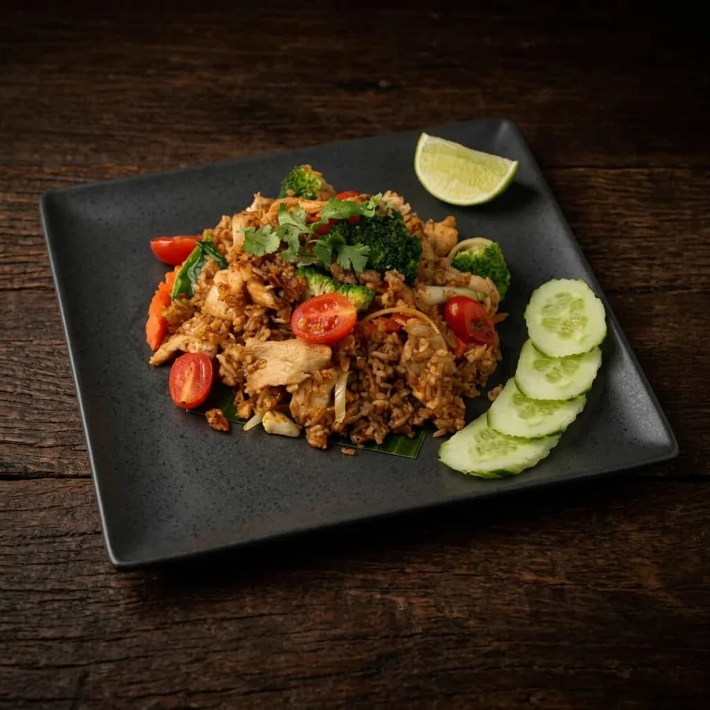 Autentyczna kuchnia tajska w Warszawie Smażony ryż Kao Pad Tom Yum w MADAMe Thai