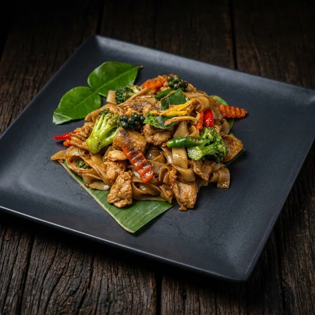 Pad Kee Mao — smażony makaron z pieprzem i chili, danie z karty MADAMe Thai w Warszawie